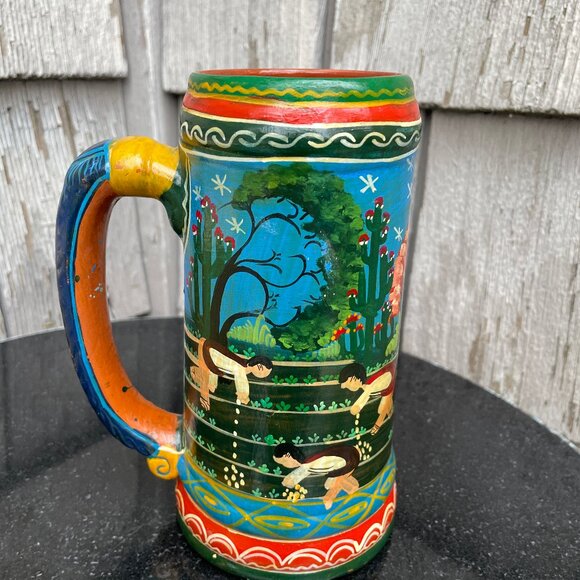 Isidoro Mexico Painted Stein Terracota Pitcher Magnet Wooden Spoon Floral Set - Picture 5 of 16